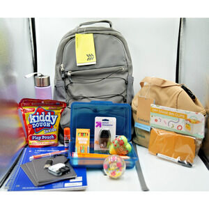All in Motion Gray Backpack‎ + Ember Tan Lunchbox Back-to-School Supply Kit